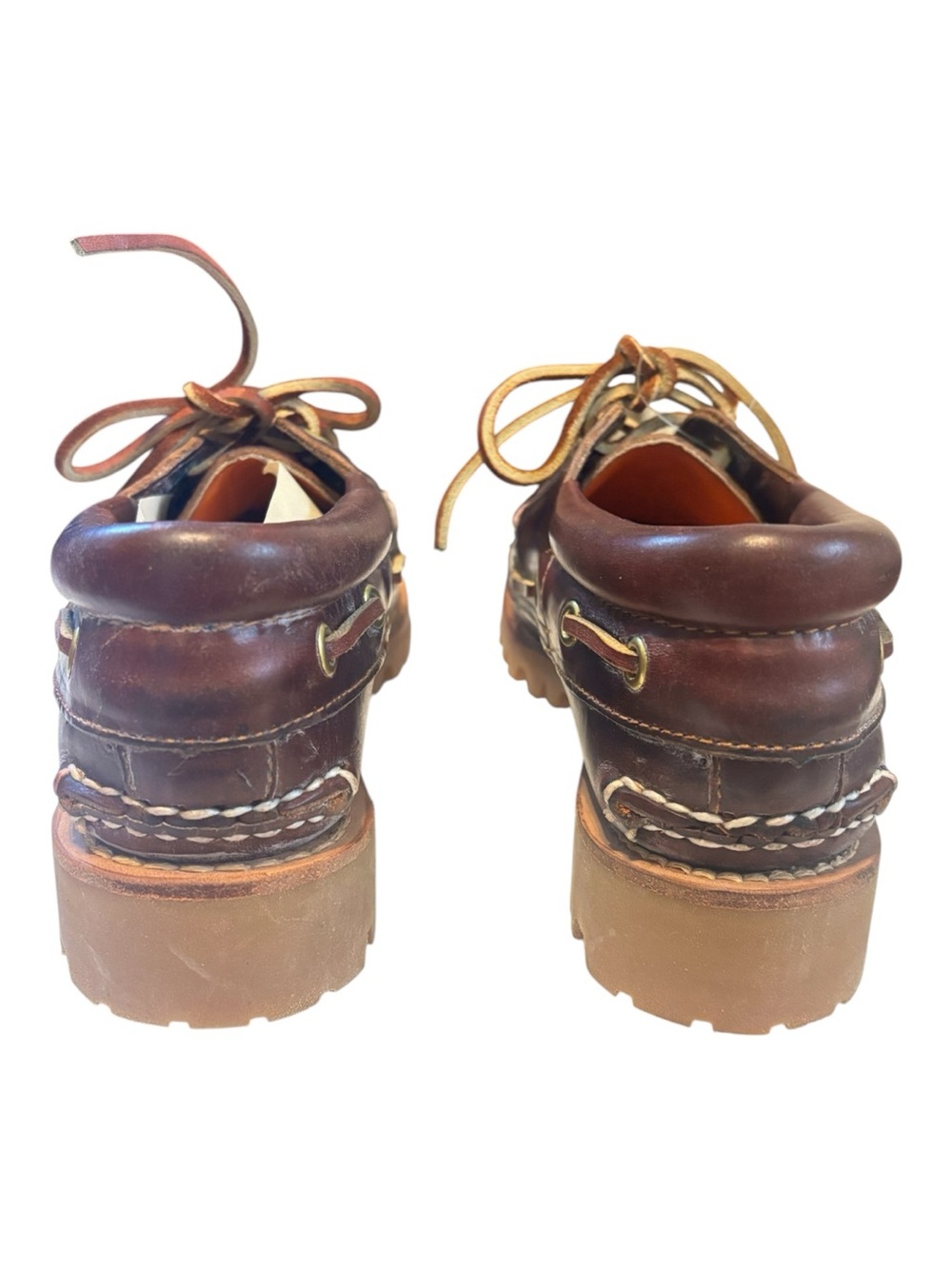 Timberland Brown Leather Lugged Boat Shoes Size 7.5 NWOT - Picture 4 of 6